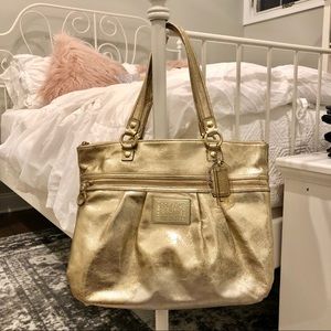 Shiny Gold Coach Tote Bag